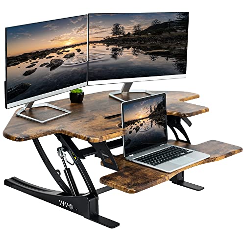 VIVO Rustic Vintage Brown 43 in Corner Desk Converter, DESK-V000VCN - color: Vintage Brown