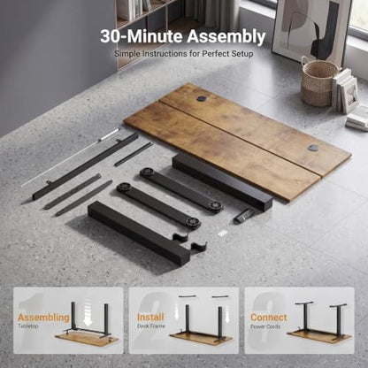 Claiks Electric Standing Desk, 40x24 Inch, Rustic Brown - color: Rustic Brown, size: 40 Inch