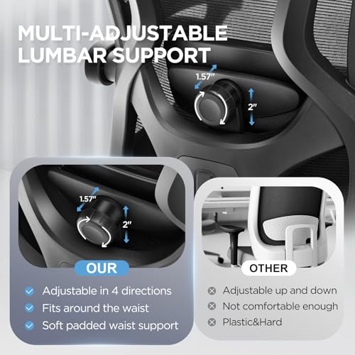 Ergonomic Office Chair with Footrest,Ultra Thick Desk Chair,Black - color: Black