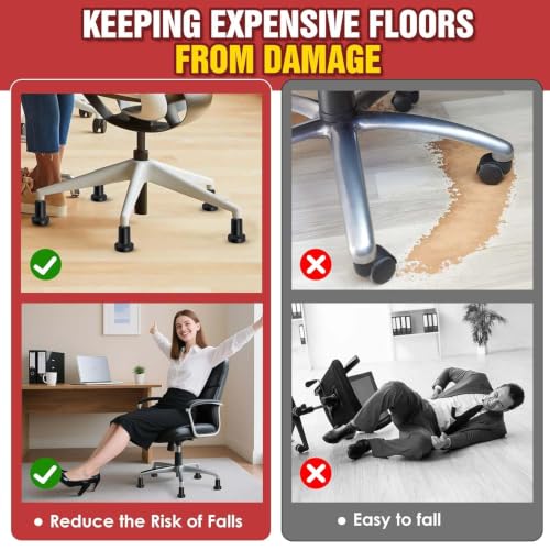Bell Glides for Office Chair, Stationary Caster Replacement with Felt Pads
