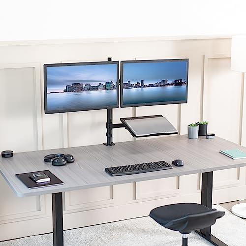 VIVO Laptop and Dual 13 to 27 inch LCD Monitor Stand up Desk Mount, Tall Adjustable Stand, Fits Laptops up to 17 inches, Black, STAND-V012J