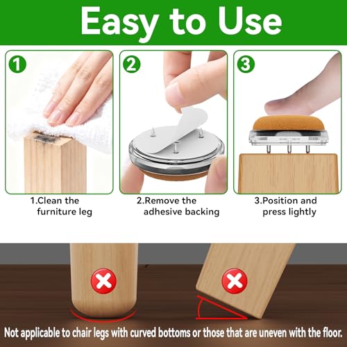 Nail on Felt Pads | Felt 24Pack | Wooden Chair Specific, Premium Floor Protectors | Nail On Chair Leg Pads, Nail in Furniture Pads for Furniture Legs |Protect Floors Anti-Scratch Reduce Noise - size: Brown--Felt Pads