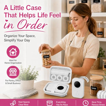 PAIYULE Hard EVA Case for Phomemo D30/D35 for Nelko P21 Label Maker - color: White