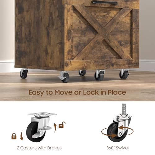 Halitaa Farmhouse 2 Drawer Small File Cabinet with Wheels, Brown - color: Brown, size: 2 Drawer