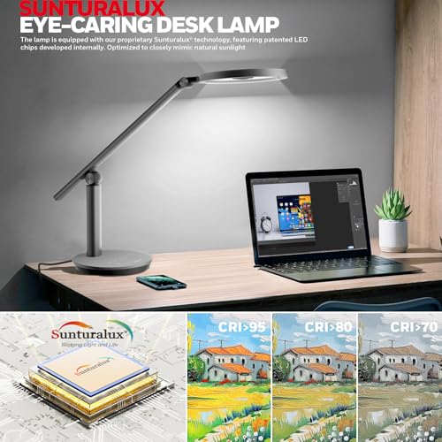 Honeywell H6 Desk Lamp for Home Office, Dimmable Reading Table Light, Gray - color: Gray