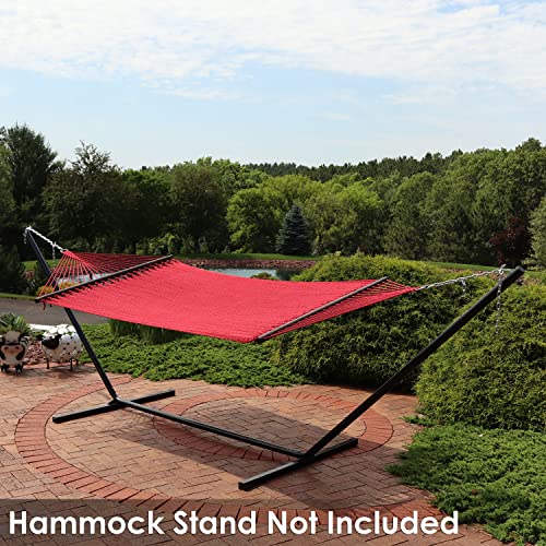 Sunnydaze 75" x 55" Bed, Heavy-Duty Double Rope Hammock for Outside, Red - color: Red