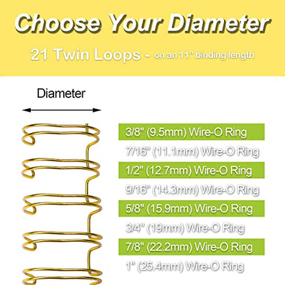 Rayson Wire Binding Spines, 1" 2:1 Pitch 21-Loop, Multicolor, 50 Pack | Includes black, gold, blue, white and silver; 1" size binds up to 240 sheets with compatible 2:1 pitch binders. - size: 1 inch