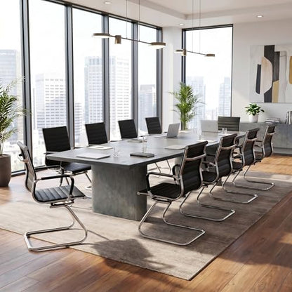 HNY 10-Pack PU Leather Office Guest Chairs - color: Black, size: 10 PCS