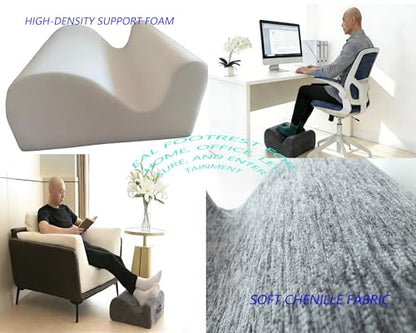 Desk Footstool - Ergonomic, Non-Slip Footstool with Two-Way tilt Design and Comes with a Removable, Washable Cover. Suitable for desks, Homes, Offices, and Cars (Dark Gray). - color: Dark Gray
