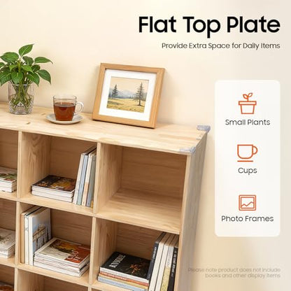18 Cube Storage Organizer - Solid Wood Bookshelf for Bedroom, Living Room | Vertical or Horizontal Bookshelf Organizer | Open Book Shelf | Easy Assembly | 70.87''Lx11.81''Wx23.62''H (18 Cubes) - size: 18 Cubes