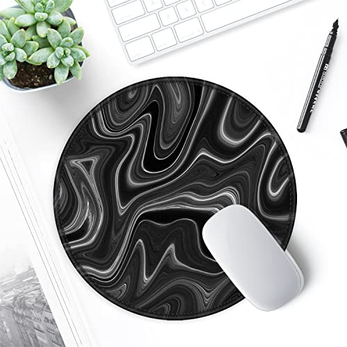 ITNRSIIET Round Mouse Pad with Stitched Edge Premium-Textured Waterproof Non-Slip Rubber Base Desktop Protection Mat Diameter 8.7 inches, Abstract Black and White - color: Abstract Black and White