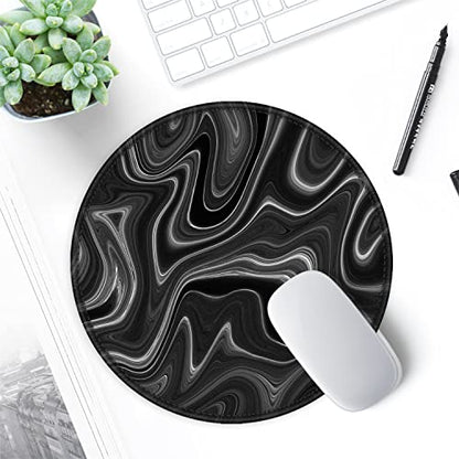 ITNRSIIET Round Mouse Pad with Stitched Edge Premium-Textured Waterproof Non-Slip Rubber Base Desktop Protection Mat Diameter 8.7 inches, Abstract Black and White - color: Abstract Black and White