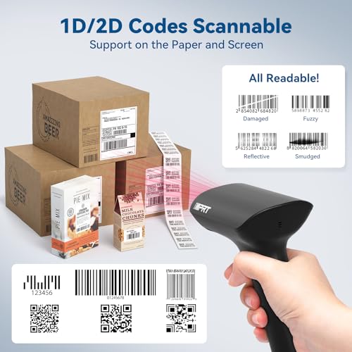 iDPRT Thermal Label Printer SP310 with 1D 2D Barcode Scanner 1358 with 600pcs Labels(2 Rolls of 300pcs)