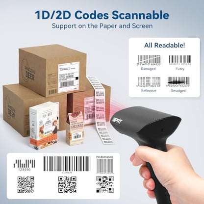 iDPRT Thermal Label Printer SP310 with 1D 2D Barcode Scanner 1358 with 600pcs Labels(2 Rolls of 300pcs)