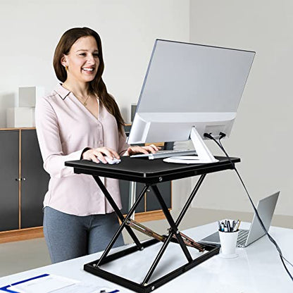 Standing Desk Converter Height Adjustable Stand Up Desk Riser - Supports 300 lbs, Fully Assembled Monitor/Laptop Riser Workstation, Black. - color: Black-24in