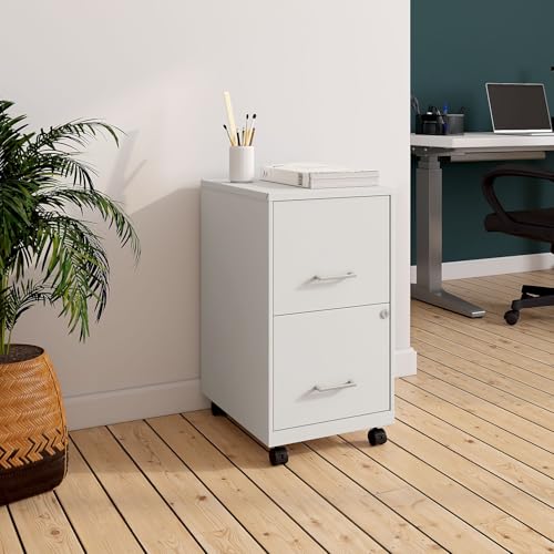 Staples 2-Drawer Vertical File Cabinet, Letter Size, Lockable, White - color: White, style: 1 Pack