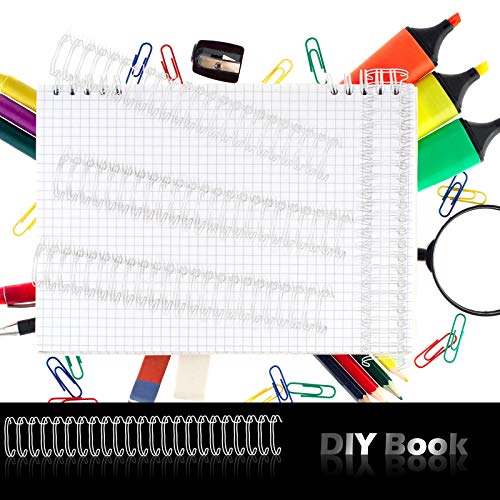 Zonon 6 Pieces Binding Wire Twin Loop Spines Double Loop Binding Wire 1 Inch Cinch Diameter 23 Holes for Teacher Student Document Notebook Making(White) - color: White