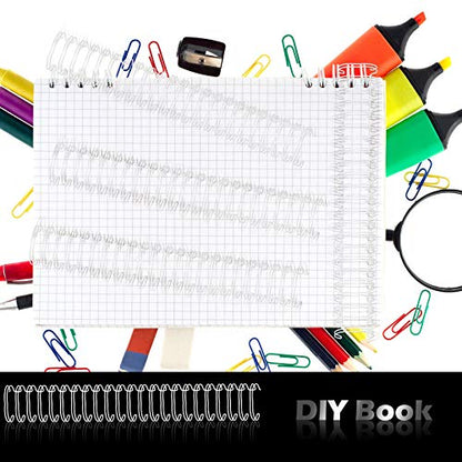 Zonon 6 Pieces Binding Wire Twin Loop Spines Double Loop Binding Wire 1 Inch Cinch Diameter 23 Holes for Teacher Student Document Notebook Making(White) - color: White