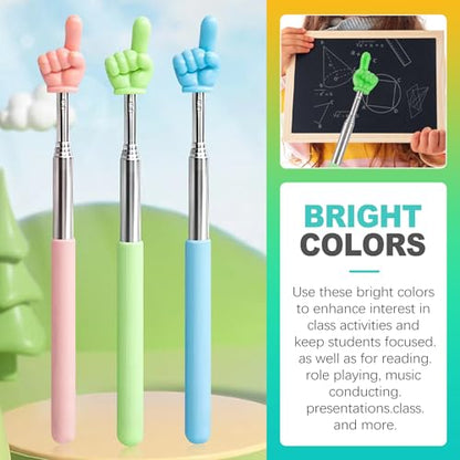 3 Pcs Professional Telescopic Pointer Stick, Retractable Presentation Guide for Lecturers and Speakers, High Visibility Executive Meeting and Office Training Aid- 3 Colors