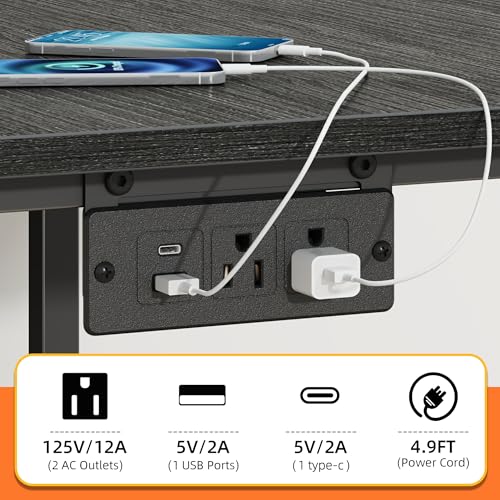 YAOHUOO 3 Tier Large Printer Stand with Power Outlet/Adjustable Shelf - color: Black, size: 23.6"×19.6"
