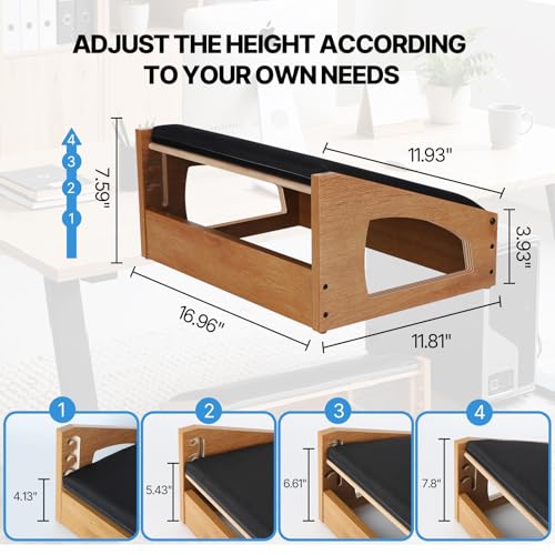 Ergonomic Foot Rest Under Desk,4 Adjustable Height Foot Stool - color: Natural01