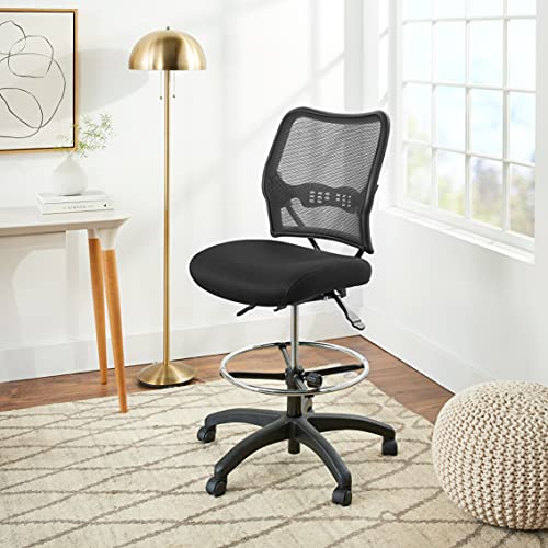 Space Seating 13 Series Deluxe Dark Air Grid Adjustable Drafting Chair with Footring and Dual Function Control, Black - style: Dual Function Control