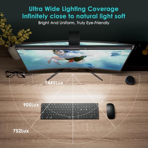 Quntis Monitor Light Bar with Remote Control, Fit for Curved/Flat Monitor, Eye-Care USB Computer Lamp Dimmable Screen Light Bar with Auto-Dimming, No Glare Home Office Gaming Desk Lamp - style: ScreenLinear PRO+
