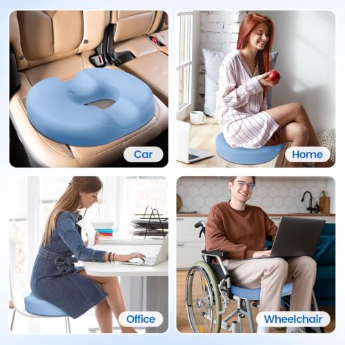 Donut Pillow Seat Cushion, Cooling Gel Memory Foam Chair Cushion,Light Blue - color: Light Blue, size: Large