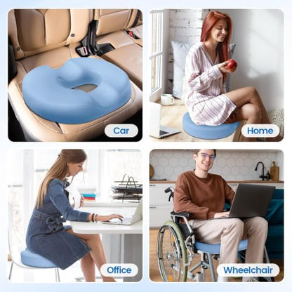 Donut Pillow Seat Cushion, Cooling Gel Memory Foam Chair Cushion,Light Blue - color: Light Blue, size: Large