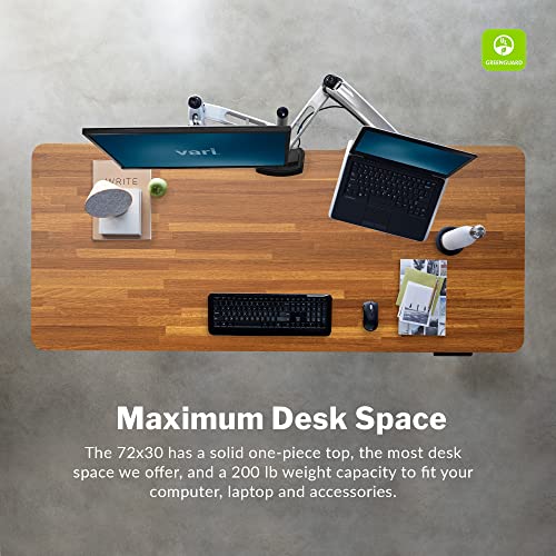 Vari Classic Electric Standing Desk – 72x30 – Butcher Block/Slate - color: Butcher Block / Slate Legs, size: 72 in x 30 in