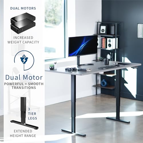 VIVO Dark Gray 71 x 36 in Standing Desk, DESK-KIT-2B7G-36 - color: Dark Gray Top / Black Frame, size: 71 x 36
