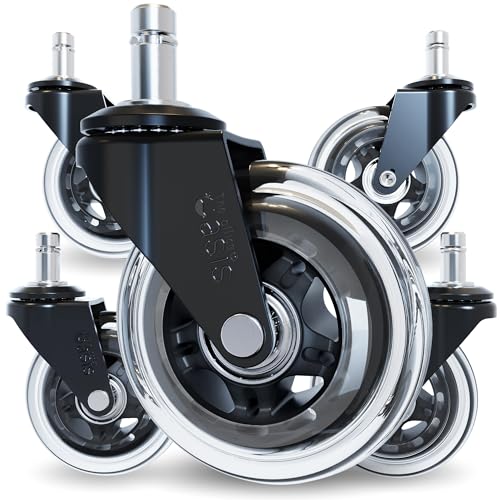 The Office Oasis Original Roller Style Office Chair Wheels (As Seen On PBS) - Only Compatible with IKEA Brand Chairs - color: IKEA Chairs Only - Clear