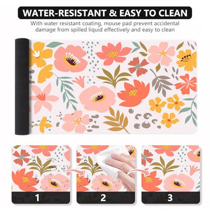 iCasso Desk Matt for Desktop,Cute Desk Pad Mat,Flowers Leaves - color: Flowers Leaves