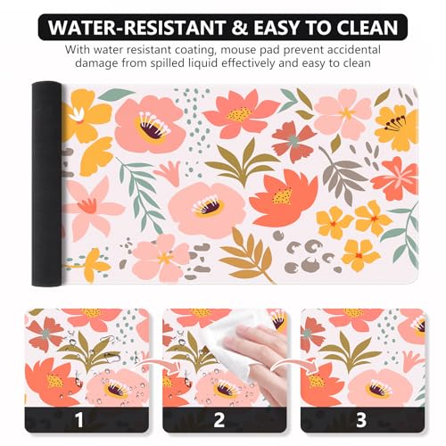 iCasso Desk Matt for Desktop,Cute Desk Pad Mat,Flowers Leaves - color: Flowers Leaves