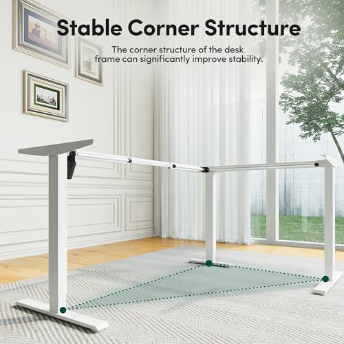 FEZIBO L Shaped Electric Standing Desk, 63x48 inch Large with Drawers | Reversible Tabletop, 2 Memory Height Settings | Home Office & Gaming Height-Adjustable Table, Warm White（2 Packages） - color: Warm White, size: 63"x48"