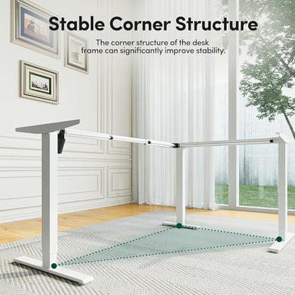 FEZIBO L Shaped Electric Standing Desk, 63x48 inch Large with Drawers | Reversible Tabletop, 2 Memory Height Settings | Home Office & Gaming Height-Adjustable Table, Warm White（2 Packages） - color: Warm White, size: 63"x48"