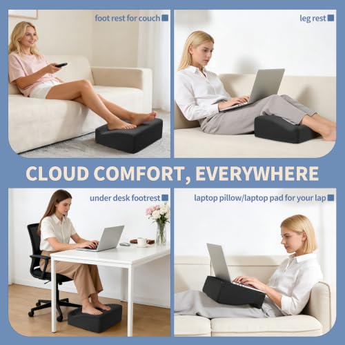 Foot Rest Under Desk with Rocking Base | Black Checkered Pattern | Washable velvet cover | 15° tilt + rocking base | 2 heights: 6.1"/7.3" | Non-slip | Office, gaming, home - color: Black Checkered Pattern, size: 12.6" L x 15" W x 6.1"