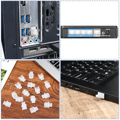 20 Pack White Rj45 Dust Cover Caps, Ethernet Port Cover Ethernet LAN Port Protector Rj45 Anti-Dust-Cover Plugs Protector Stopper Cap for Fiber Optic Copper Rj45female Fiber Terminal Slot, Silicone