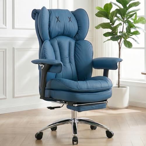 Big & Tall Office Chair, 400lbs Executive Chair with Footrest, Blue - color: Blue