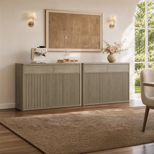 SICOTAS Buffet Cabinet with Storage - Storage Cabinet with Doors & Shelves - color: Grey Alder, size: 2 Pieces