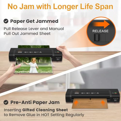 VidaTeco 9-inch Laminator Machine with 20 Laminating Sheets | Laminating Machine 8.5 x11 with 2-Min Faster Preheat, Small Personal Laminator for Teachers, Office, School, Black