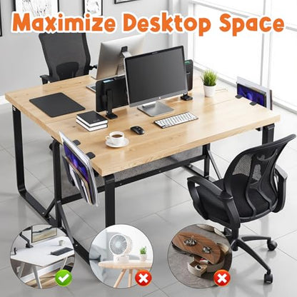 2 Pack Adjustable Desk Side Laptop Holder, Heavy-Duty Metal Desk Side Storage, Hanging Organizer with Tool-Free Clamp (6.97"x1.77", Black)