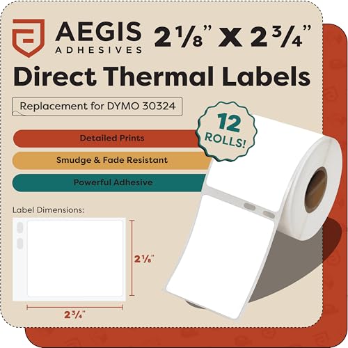Replacement for DYMO 30324 (12 Rolls, 3840 Labels) - 2 1/8" X 2 3/4" | Direct Thermal Barcode Multipurpose Labels - Compatible with DYMO LabelWriter 450, 450 Turbo, 4XL (Not 550, 5XL) - size: 2-1/8" X 2-3/4" - 303242