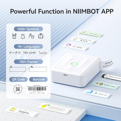 NIIMBOT D110 Bluetooth Label Maker Machine with 1Tape for Home Use, White - color: White