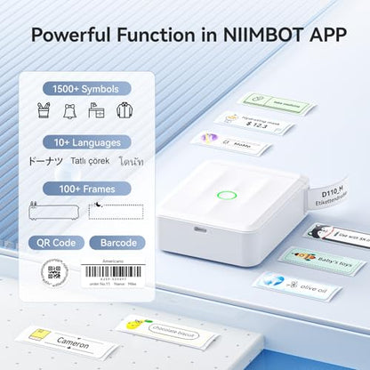 NIIMBOT D110 Bluetooth Label Maker Machine with 1Tape for Home Use, White - color: White