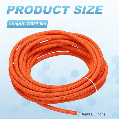 MECCANIXITY Split Sleeve Wire Loom Braided Sleeve 1/8" 25Ft Orange - color: Orange, size: 1/8" x 25Ft