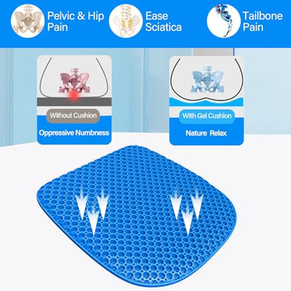 Large Gel Seat Cushion for Long Sitting with Non-Slip Cover,Soft & Breathable,Seat Cushion for Chair,Car,Office,Desk Chair,Wheelchair - size: Medium Size