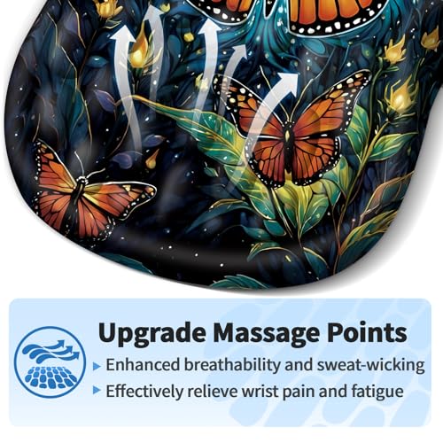 YIWEI Ergonomic Mouse Pad with Wrist Rest for Carpal Tunnel Pain Relief - color: Butterfly