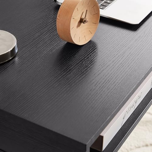 Desk with USB Ports and Power Outlet, Writing Study Desk with Drawers, Multifunctional Home Office Computer Desk Black