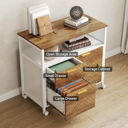 LITTLE TREE 63-Inch Office Desk with 31.5-Inch Lateral File Cabinet, Study Writing Desk Computer Desk for Home Office - color: Rustic